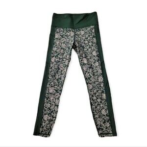 Athleta Green & White Floral Leggings Size Small